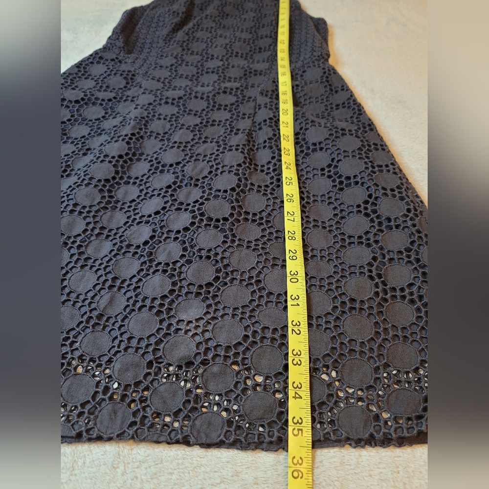 Tory Burch Hallie Eyelet Dress Navy Blue Lace A-Line Sleeveless Lined Size 2 - Picture 7 of 10
